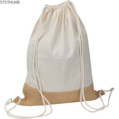 Picture of GYMBAG with Jute Bottom in White.