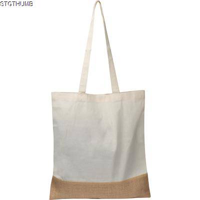 Picture of CARRYING BAG with Jute Bottom in White.