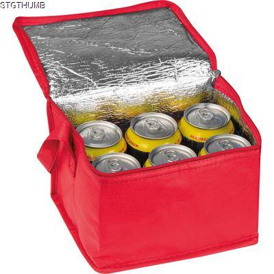 Picture of NON-WOVEN COOLING BAG - 6 CANS in Red.