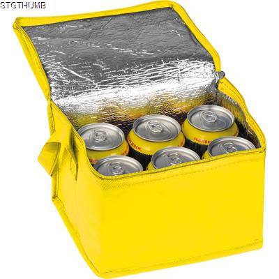 Picture of NON-WOVEN COOLING BAG - 6 CANS in Yellow.