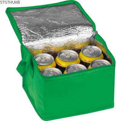 Picture of NON-WOVEN COOLING BAG - 6 CANS in Green.