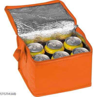 Picture of NON-WOVEN COOLING BAG - 6 CANS in Orange.