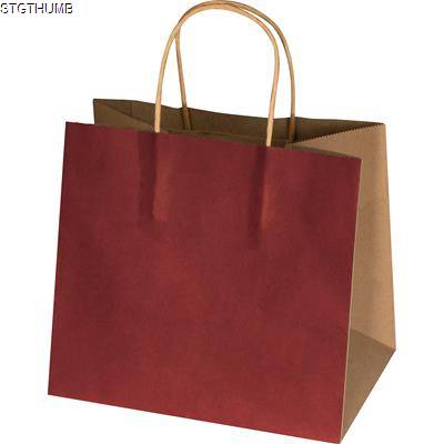 Picture of SMALL RECYCLED PAPERBAG with 2 Handles in Burgundy.