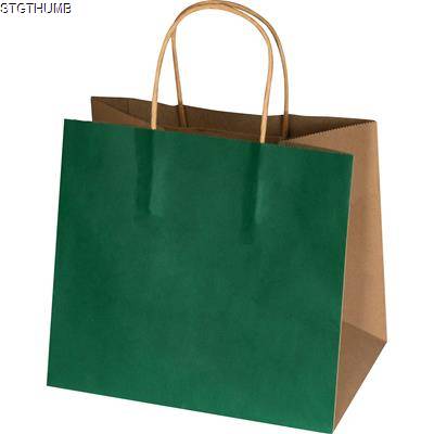 Picture of SMALL RECYCLED PAPERBAG with 2 Handles in Green.
