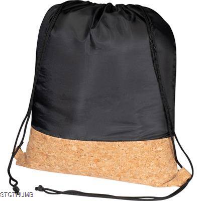 Picture of DRAWSTRING BAG with Cork Bottom in Black.