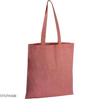 Picture of RECYCLED COTTON BAG with Long Handles in Red.