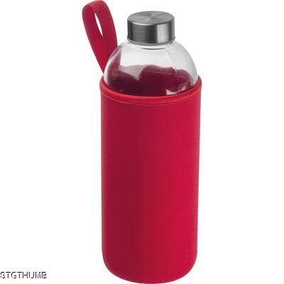 Picture of 1000 ML GLASS BOTTLE with Neoprene Sleeve in Red.