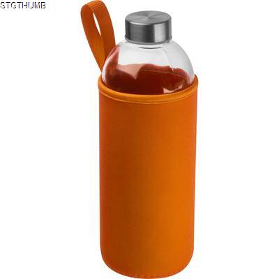 Picture of 1000 ML GLASS BOTTLE with Neoprene Sleeve in Orange.