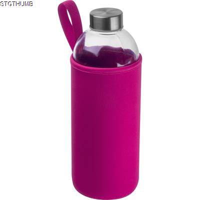 Picture of 1000 ML GLASS BOTTLE with Neoprene Sleeve in Pink.