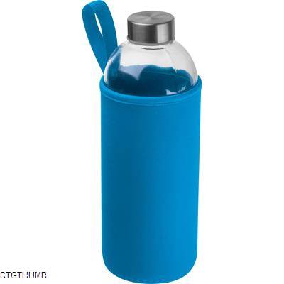 Picture of 1000 ML GLASS BOTTLE with Neoprene Sleeve in Light Blue.