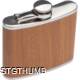 Picture of STAINLESS STEEL METAL HIP FLASK with Wood Coating in Brown