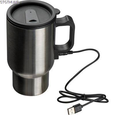 Picture of STAINLESS STEEL METAL MUG with USB Heatfunction in Silvergrey