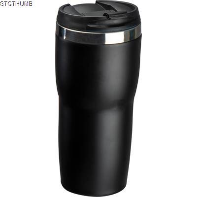 Picture of DOUBLE WALL STAINLESS STEEL METAL DRINK BOTTLE in Black.