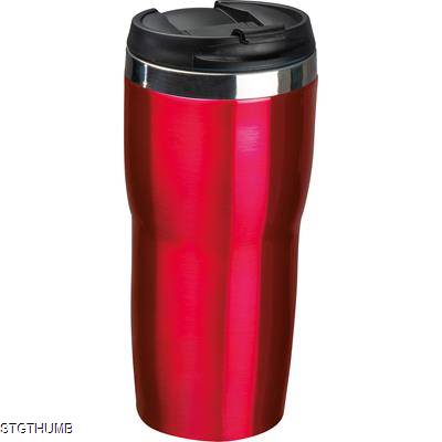 Picture of DOUBLE WALL STAINLESS STEEL METAL DRINK BOTTLE in Red.