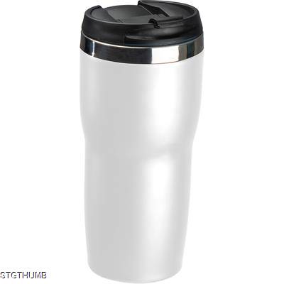 Picture of DOUBLE WALL STAINLESS STEEL METAL DRINK BOTTLE in White.
