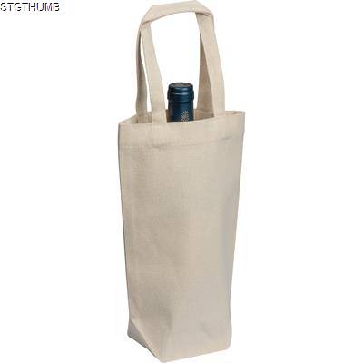 Picture of COTTON BAG FOR 1 BOTTLE in Beige.