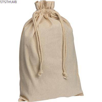 Picture of LARGE DRAWSTRING BAG MADE FROM RECYCLED COTTON in Beige.
