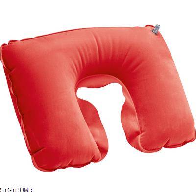 Picture of INFLATABLE SOFT TRAVEL PILLOW in Red.