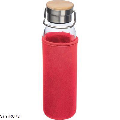 Picture of GLASS BOTTLE with Neoprene Sleeve, 600ml in Red.