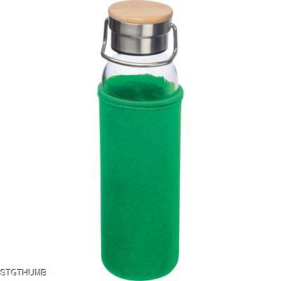 Picture of GLASS BOTTLE with Neoprene Sleeve, 600ml in Green.