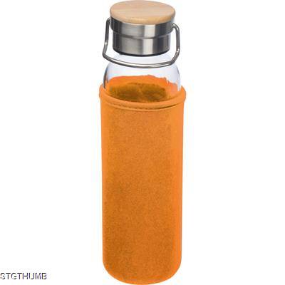 Picture of GLASS BOTTLE with Neoprene Sleeve, 600ml in Orange.