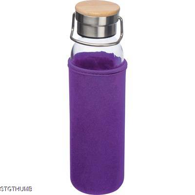 Picture of GLASS BOTTLE with Neoprene Sleeve, 600ml in Purple.