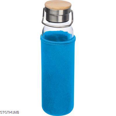 Picture of GLASS BOTTLE with Neoprene Sleeve, 600ml in Light Blue.