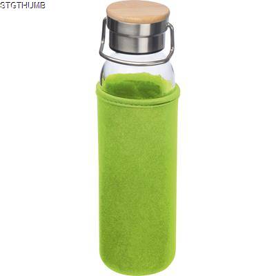 Picture of GLASS BOTTLE with Neoprene Sleeve, 600ml in Apple Green.