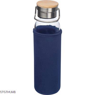 Picture of GLASS BOTTLE with Neoprene Sleeve, 600ml in Darkblue.