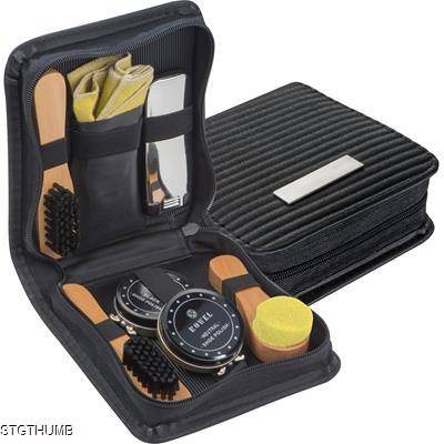 Picture of COMPLETE SHOE SHINE KIT in Black Fashionable Zip Case.