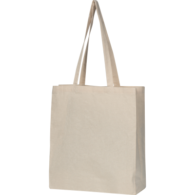 Picture of ORGANIC COTTON BAG (GOTS) with Bottom Folding in Beige.