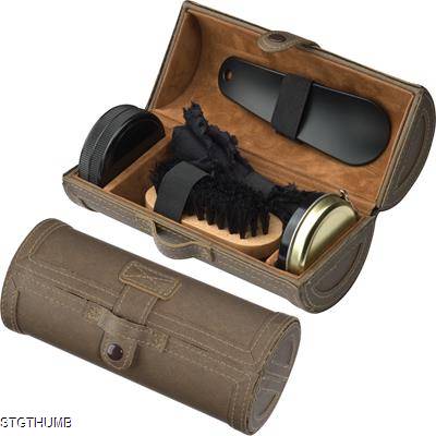 Picture of SHOE SHINE KIT in Brown PU Tube