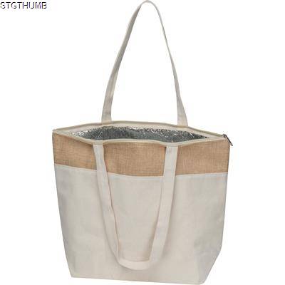 Picture of COOL BAG MADE OF 200G COTTON AND LAMINATED JUTE in Beige.