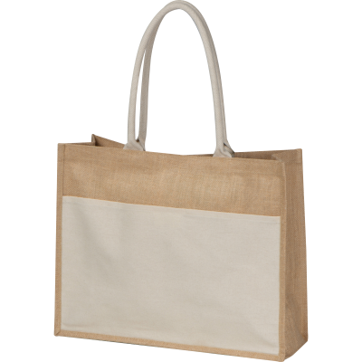 Picture of JUTE BAG with Leader in Beige.