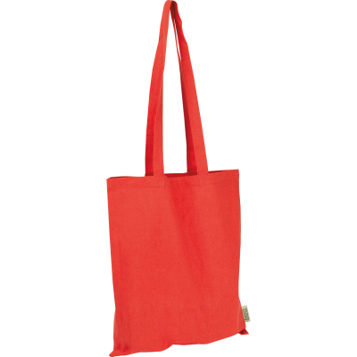 Picture of COTTON BAG with Long Handles Made From Recycled Cotton & RPET in Red 