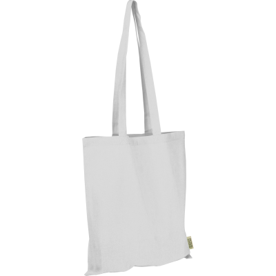 Picture of COTTON BAG with Long Handles Made From Recycled Cotton & RPET in White 