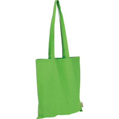Picture of COTTON BAG with Long Handles Made From Recycled Cotton & RPET in Apple Green 