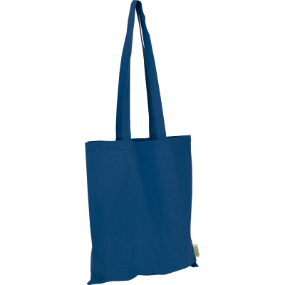 Picture of COTTON BAG with Long Handles Made From Recycled Cotton & RPET in Darkblue 