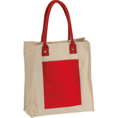 Picture of CANVAS SHOPPER with Long Handles in Red 