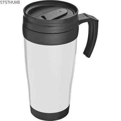 Picture of THERMAL INSULATED PLASTIC TRAVEL MUG in White