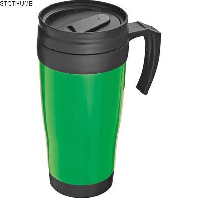 Picture of THERMAL INSULATED PLASTIC TRAVEL MUG in Green.