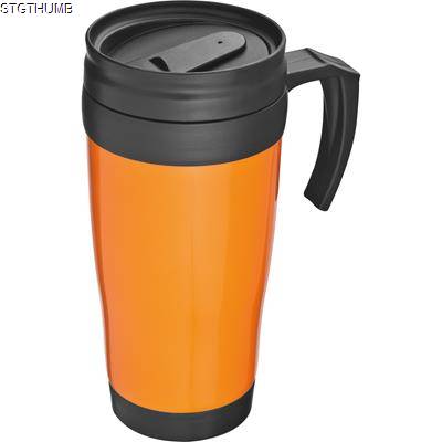 Picture of THERMAL INSULATED PLASTIC TRAVEL MUG in Orange