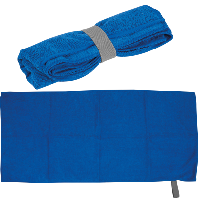 Picture of MICROFIBRE TOWEL with Elastic Elastic Rubber Band in Blue 