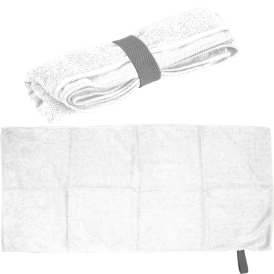 Picture of MICROFIBRE TOWEL with Elastic Elastic Rubber Band in White 