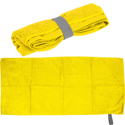 Picture of MICROFIBRE TOWEL with Elastic Elastic Rubber Band in Yellow 