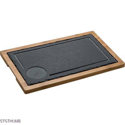 Picture of SERVING BOARD, SLATE & WOOD in Black.