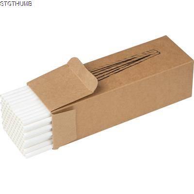 Picture of SET OF 100 DRINK STRAWS MADE OF PAPER in White.