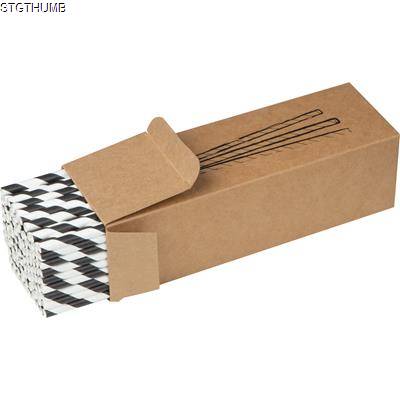 Picture of SET OF 100 DRINK STRAWS MADE OF PAPER in Black & White.