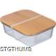 Picture of GLASS LUNCH BOX with Bamboo Lid in Clear Transparent