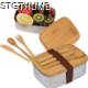 Picture of SPACIOUS STAINLESS STEEL METAL LUNCH BOX with Bamboo Lid in Beige